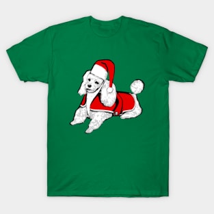 christmas santa claus poodle dog T-Shirt